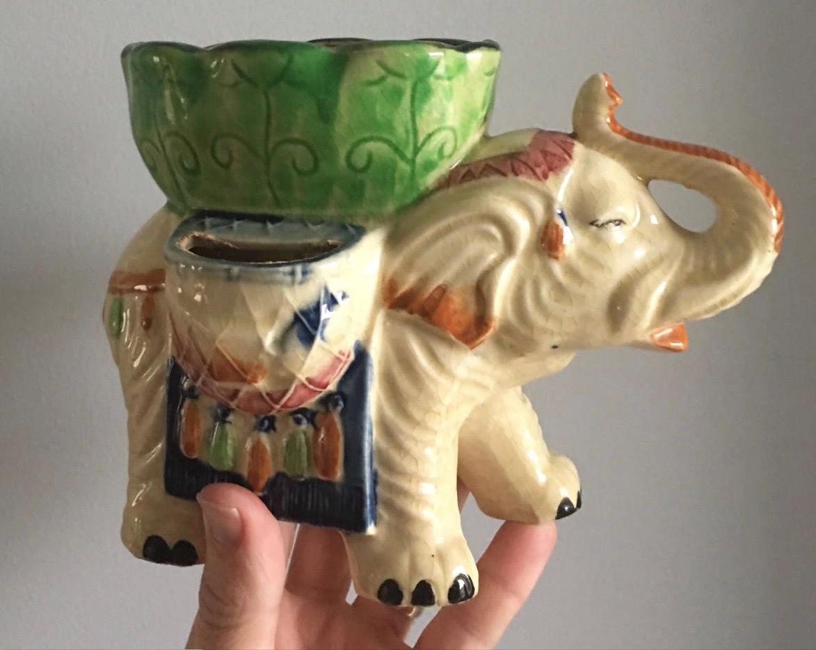 Elephant Planter MCM Ceremonial Elephant from Japan 8 inches