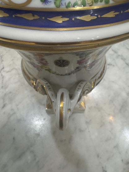 Dresden Vase Urn Floral lidded vase with handles Floral porcelain vase