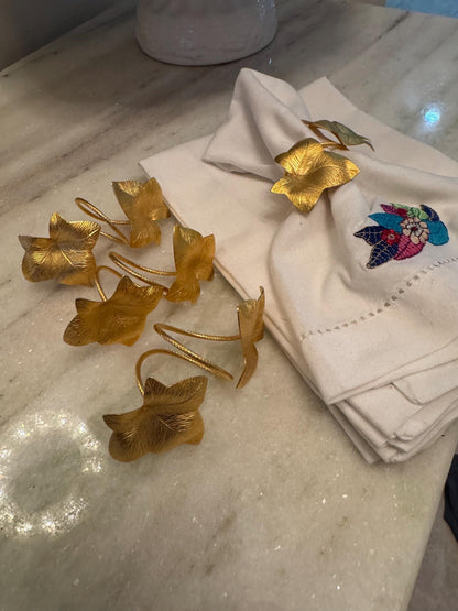 Gold Leaf Napkin Rings MCM set of 4 beautiful