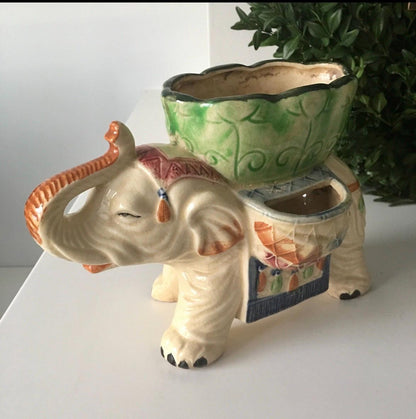 Elephant Planter MCM Ceremonial Elephant from Japan 8 inches
