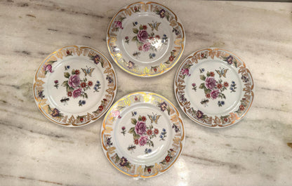 Chelsea House Plates Floral Butterfly Gold edges plate wall plates vintage collectible Chelsea house plates salad size set of 4 plates
