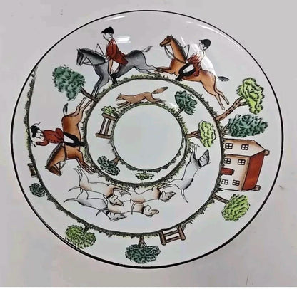 crown staffordshire Hunt Scene plates equestrian Staffordshire dinner plate salad plate set