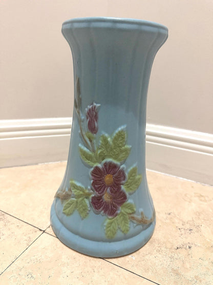 Roseville Pedestal Vase Pre 1940 Bright blue Ceramic Vase Vintage Robinson Ransbottom vintage