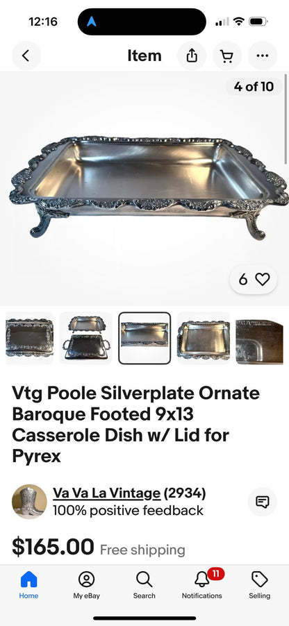 Poole Silver Large Serving Dish Lidded Vintage Silver