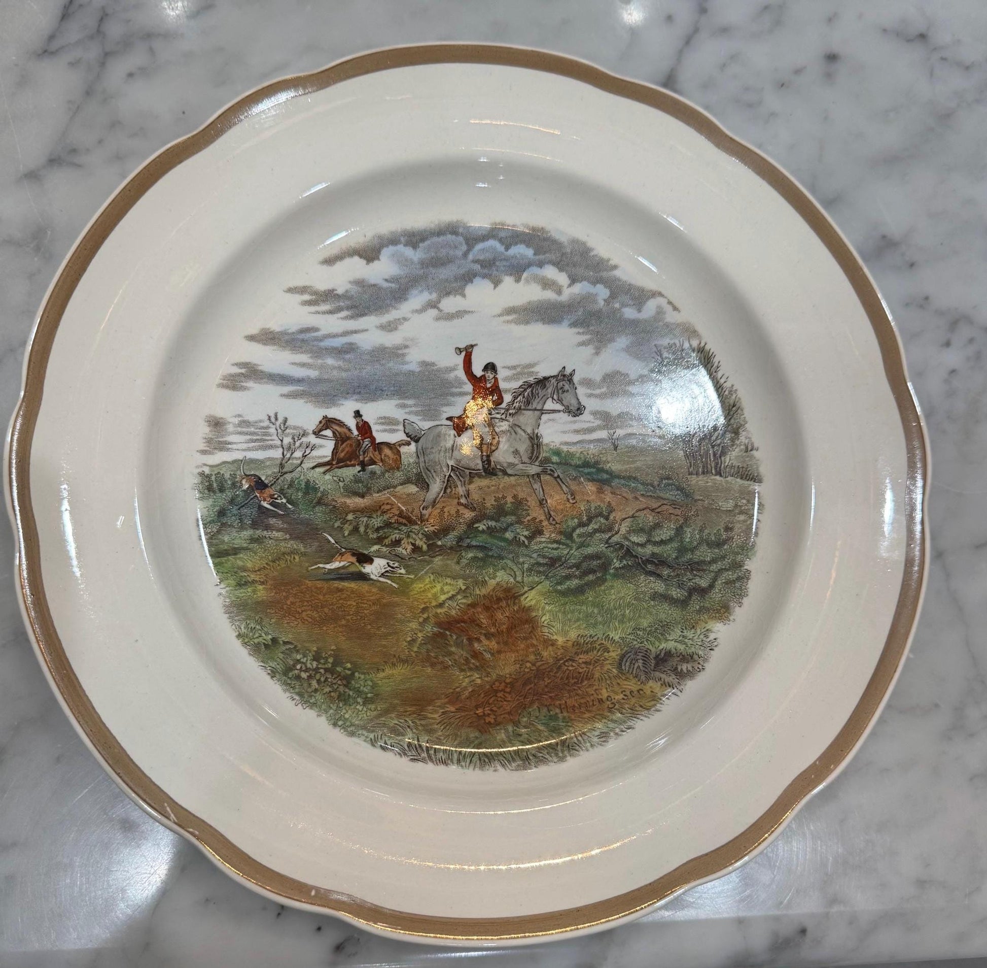 Copeland Spode Dinner plates Drawing Dingle, The Kill, Going to Halloa