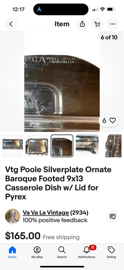 Poole Silver Large Serving Dish Lidded Vintage Silver