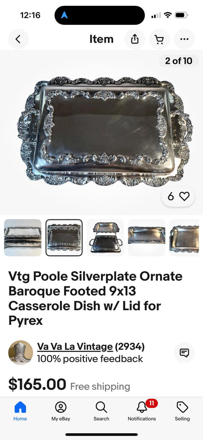 Poole Silver Large Serving Dish Lidded Vintage Silver