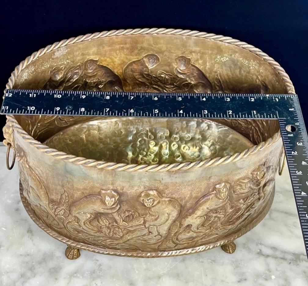 Brass Monkey Planter Castilian Imports Repousse 1960 monkey planter with lion handles