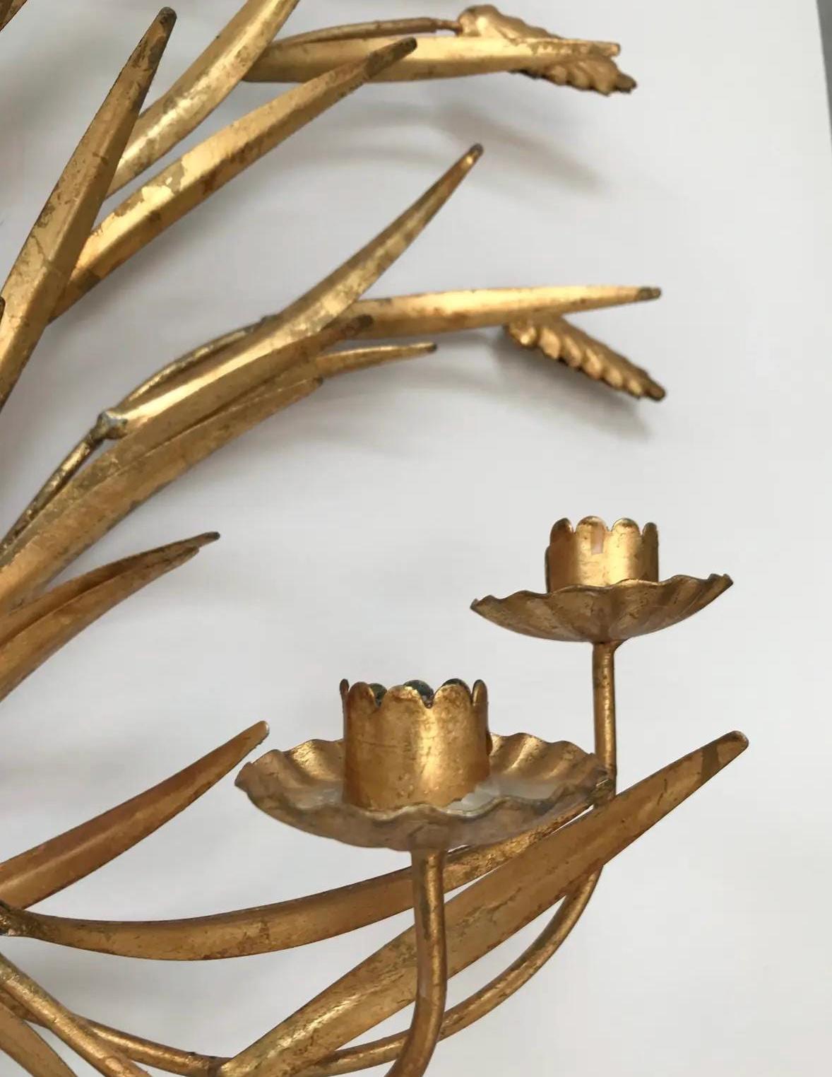 Wheat Sheaf Wall Sconce Gold Wheat Candle Sconce Hollywood Regency