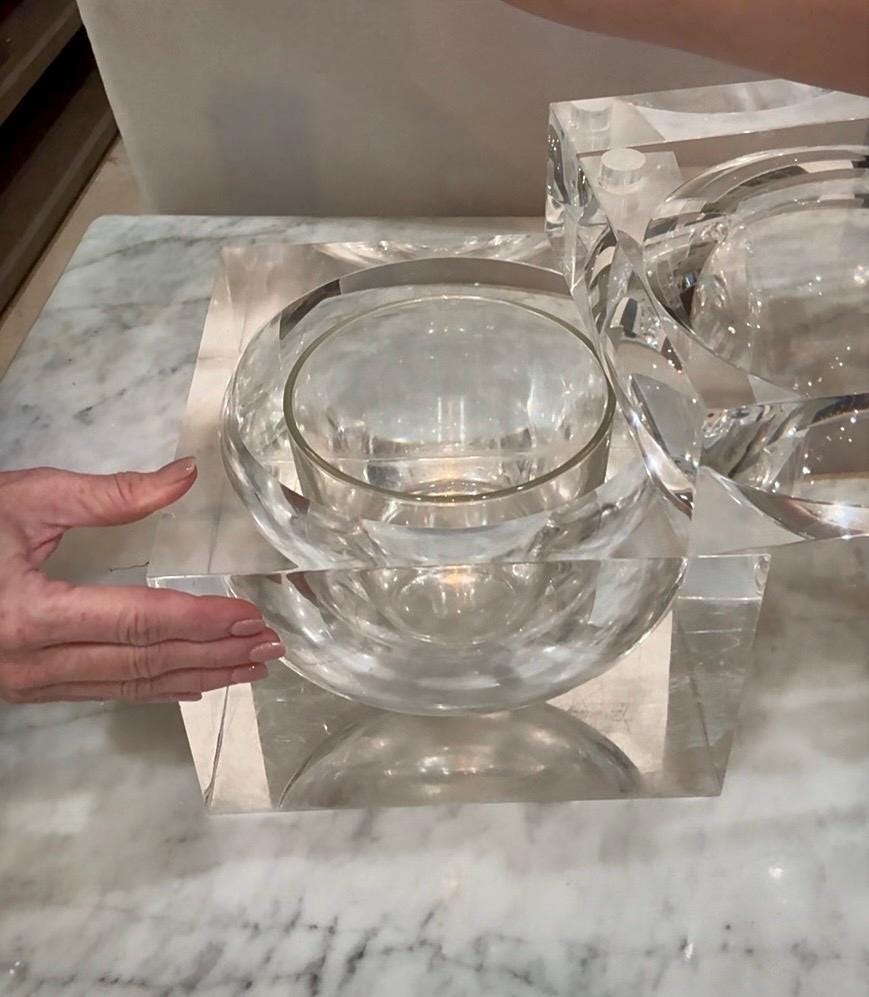 Italian Lucite Ice Bucket in the Style of Albrizzi - Mid-Century Modern Barware