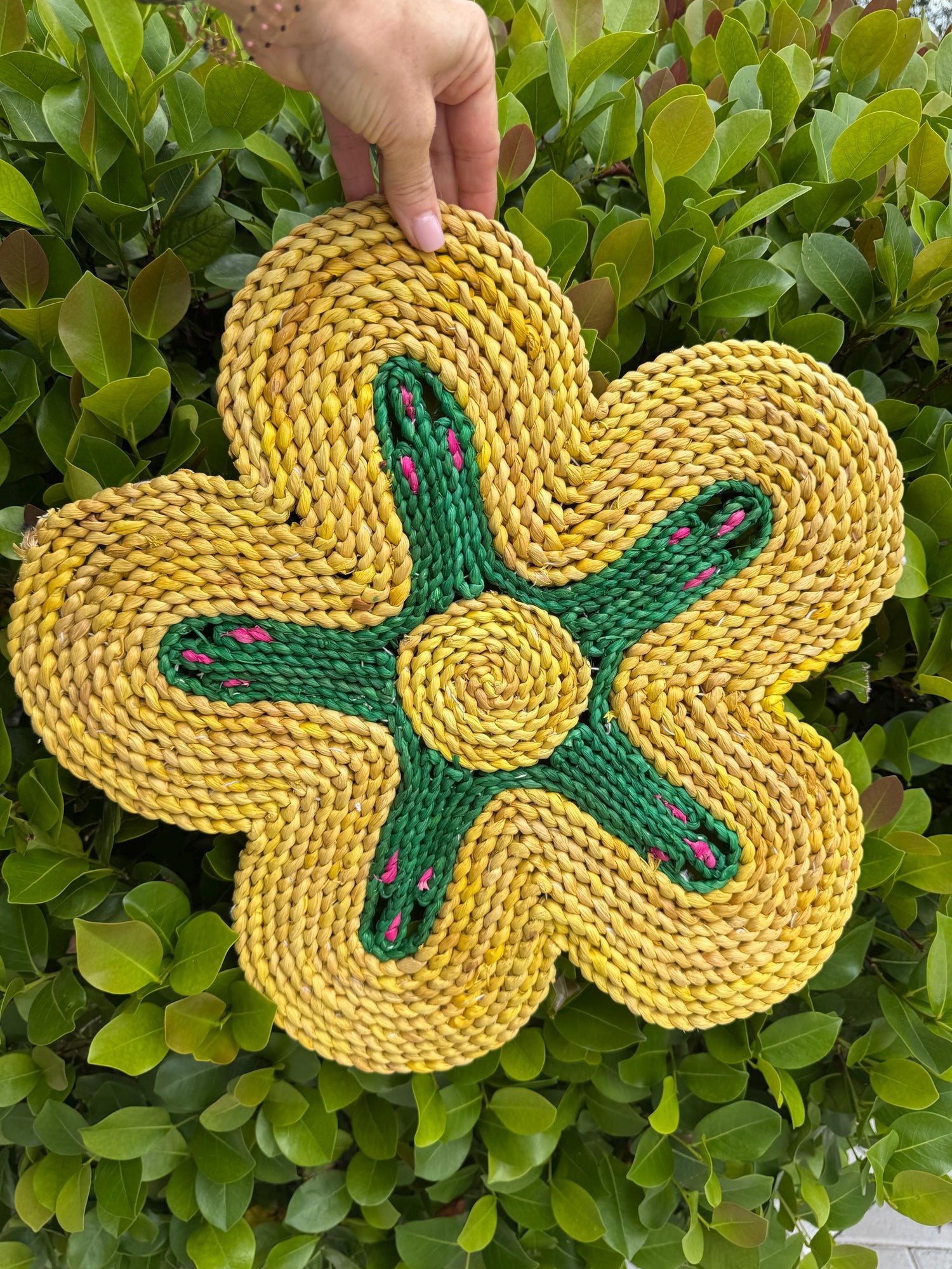 yellow flower placemat pier one boho style