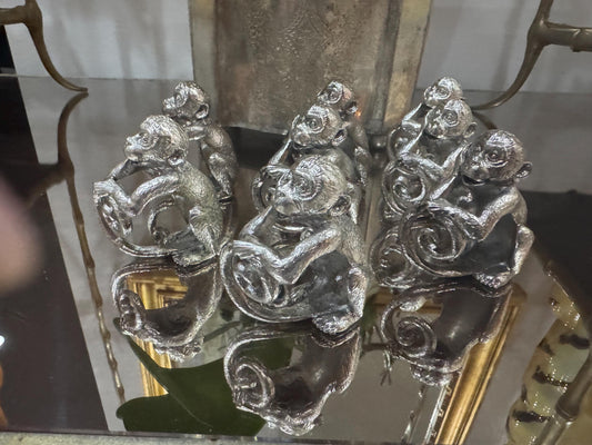 silver monkey napkin rings Chinoserie Napkin Rings vintage tablescape