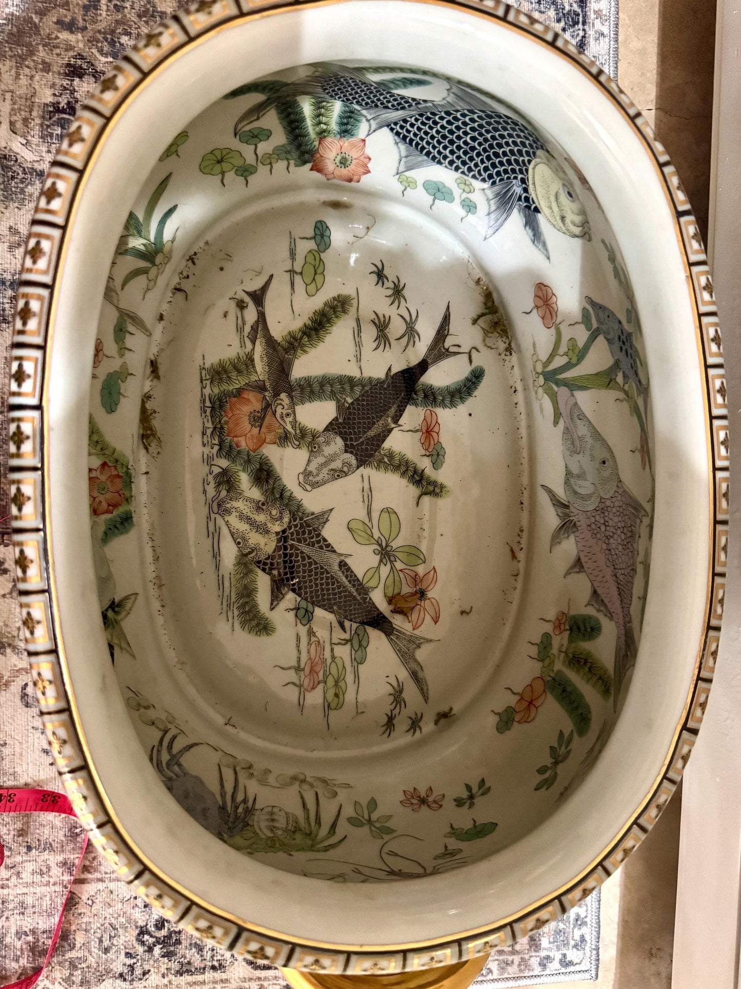 Monkey Footbath Chinese Monkey pattern Bombay company with teak stand