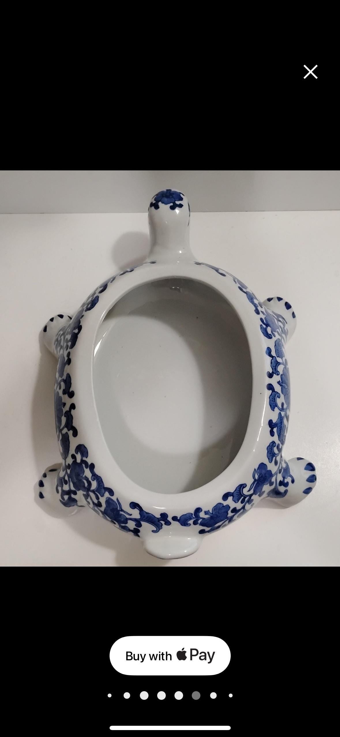 Bombay Company Chinoserie Turtle Lidded Box Blue White Turtle collectible