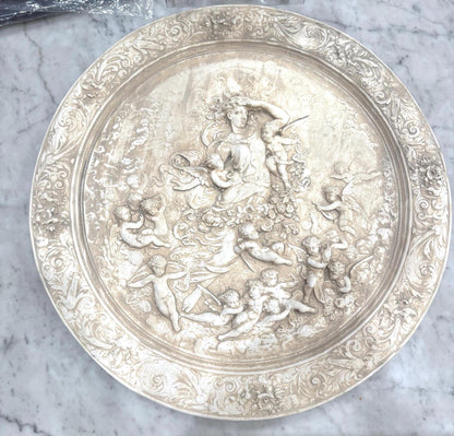 Venus medallion made in Italy antique plaster