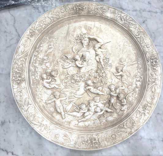 Venus medallion made in Italy antique plaster