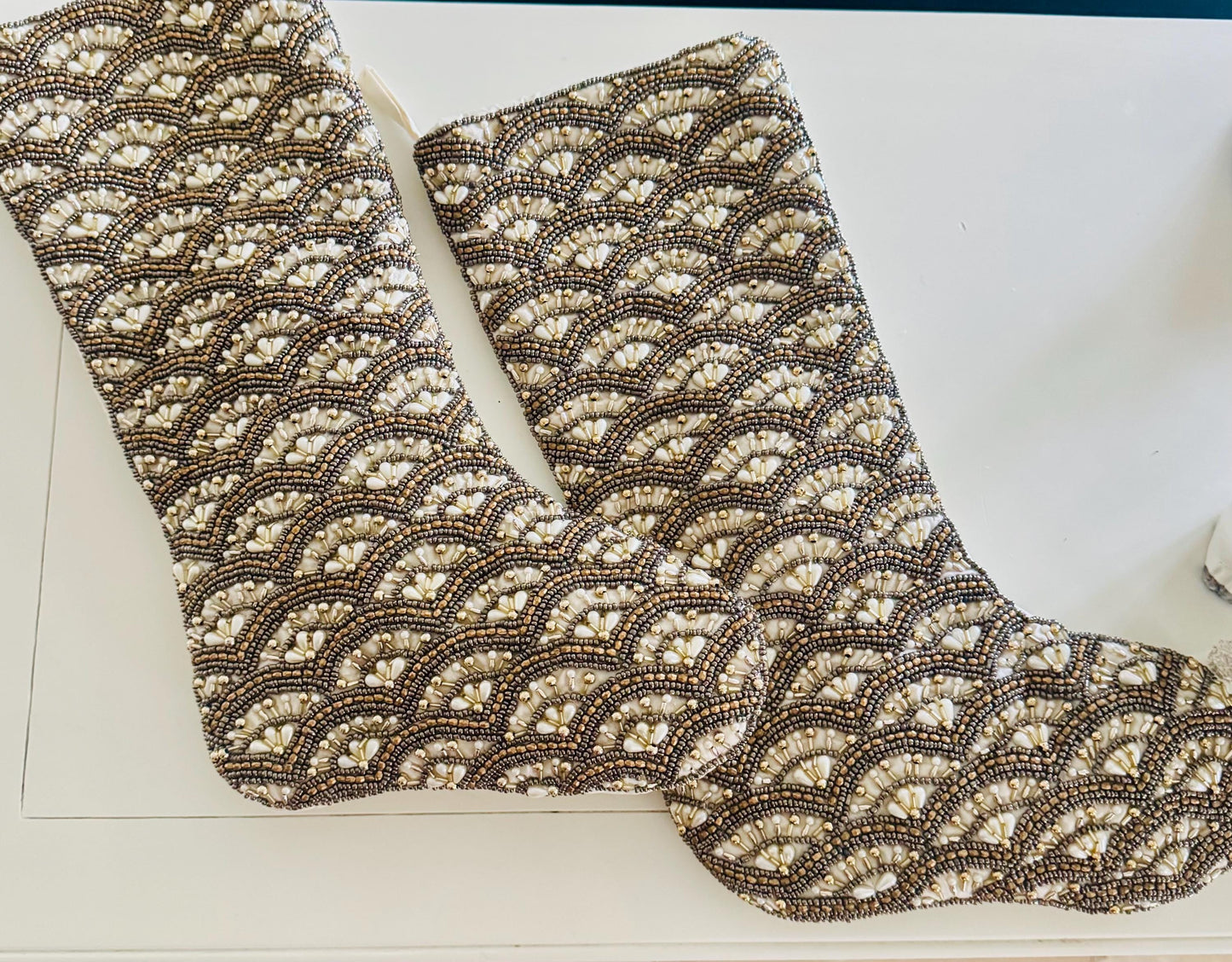 beaded vintage stocking