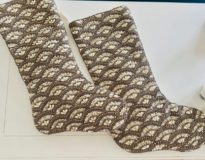 beaded vintage stocking