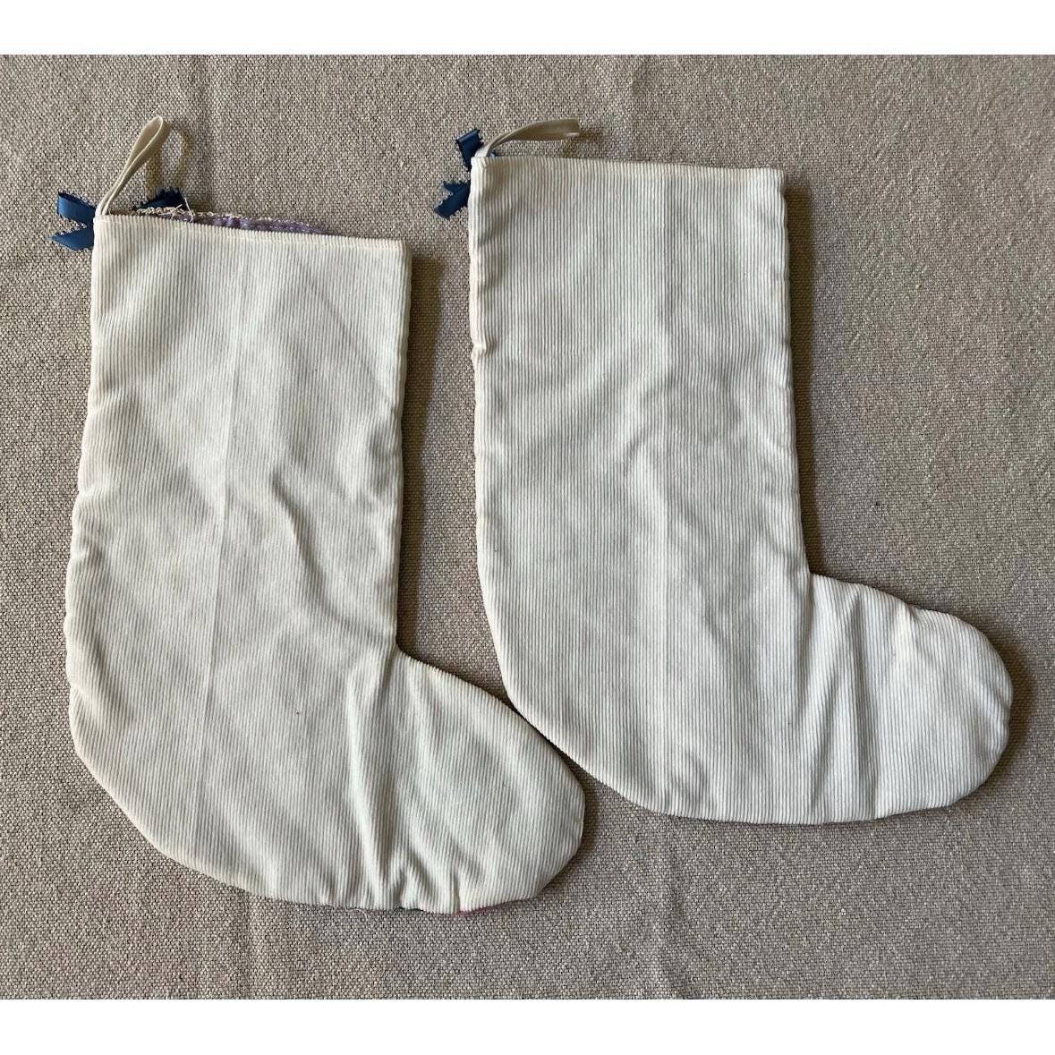 Hand made stockings vintage quilt Christmas stockings set of 2 pristine condition