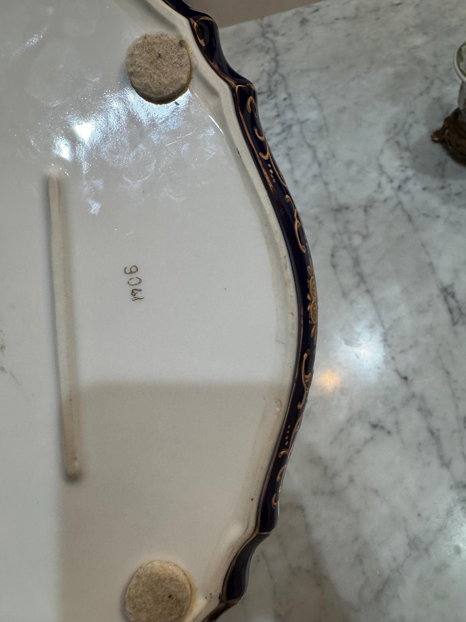 Severes Dresser Box with silver trim French pastoral scene with floral inside