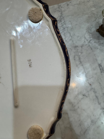 Severes Dresser Box with silver trim French pastoral scene with floral inside