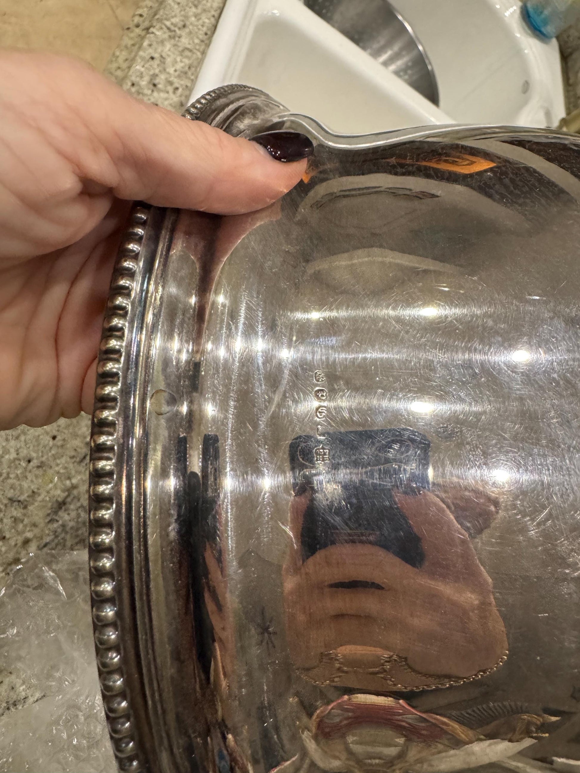 Sterling Silver Meat Dome Sheffield England 1900 George Sherwood and Sons family crest