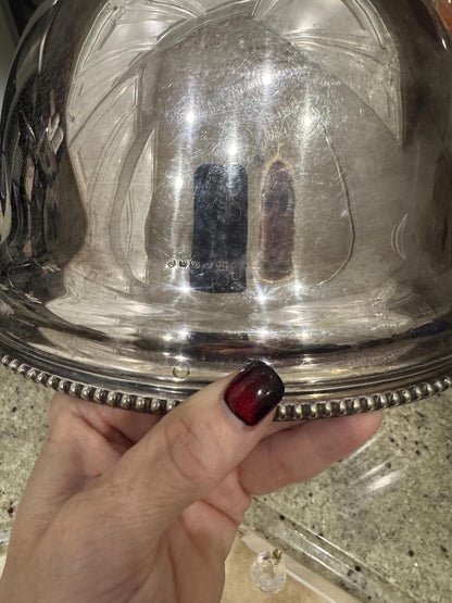 Sterling Silver Meat Dome Sheffield England 1900 George Sherwood and Sons family crest