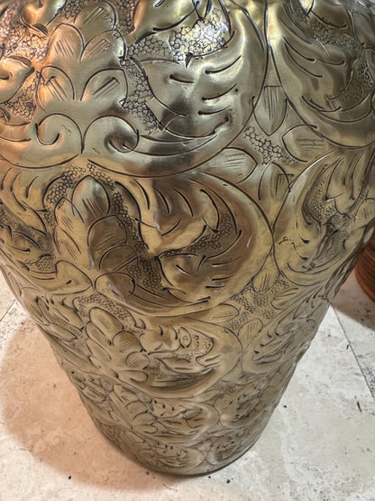 Brass Temple Jar Floor vase with lid vintage brass vase jar