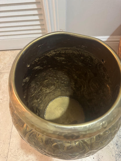 Brass Temple Jar Floor vase with lid vintage brass vase jar