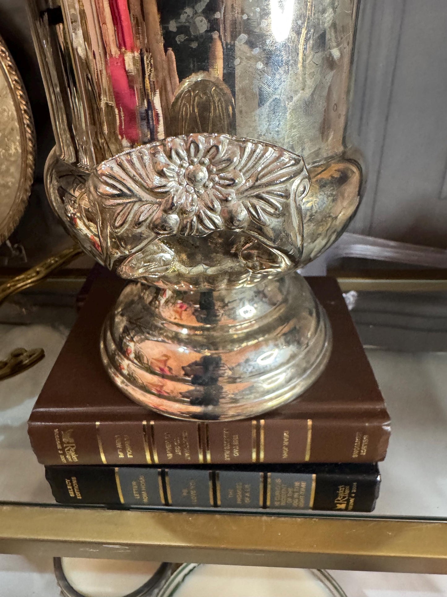 Champagne Bucket Ornate Handles and edge Silver Plate Ice Bucket Vintage Champagne Bucket