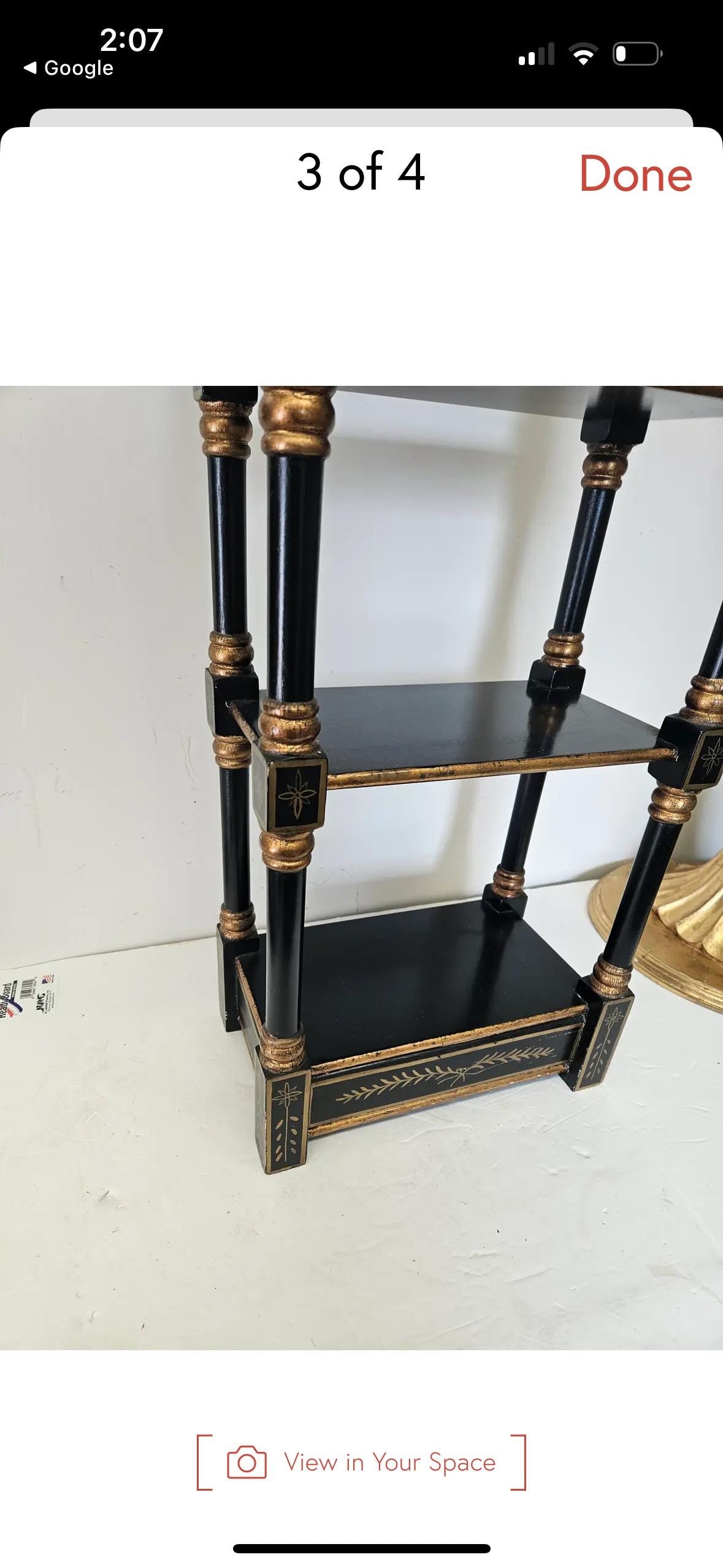 Chinoserie Pagoda Shelf Ebony and Gilt Table shelf or wall shelf