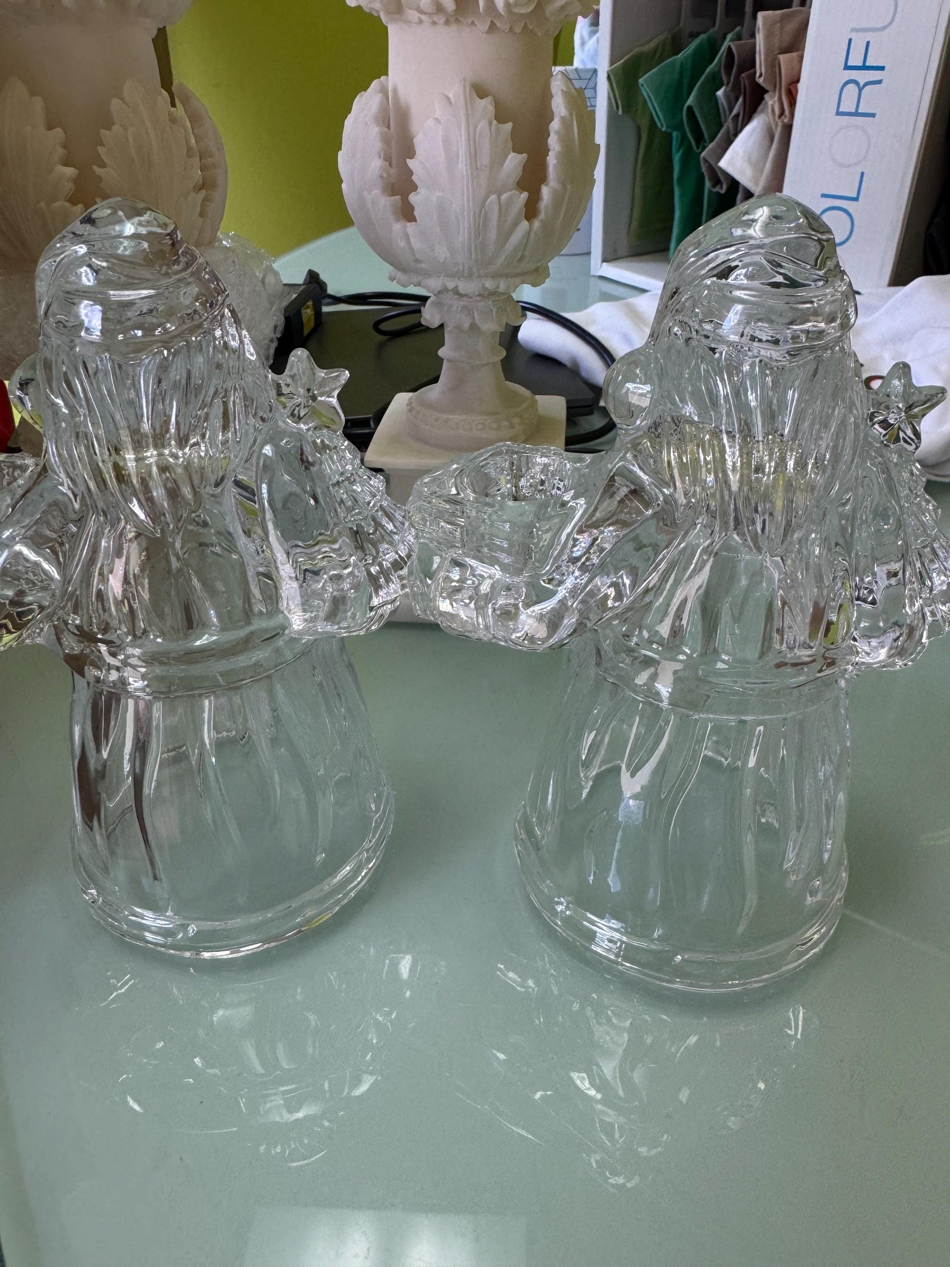 crystal Candkestick Santa’s Pair of Christmas Candkesticks 24% lead Crystal