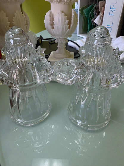 crystal Candkestick Santa’s Pair of Christmas Candkesticks 24% lead Crystal
