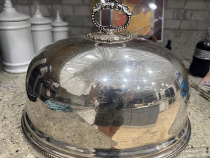 Sterling Silver Meat Dome Sheffield England 1900 George Sherwood and Sons family crest