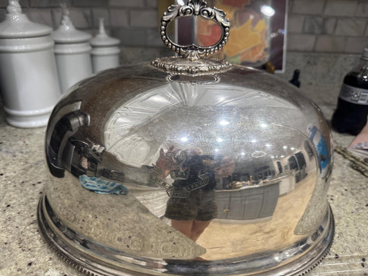 Sterling Silver Meat Dome Sheffield England 1900 George Sherwood and Sons family crest