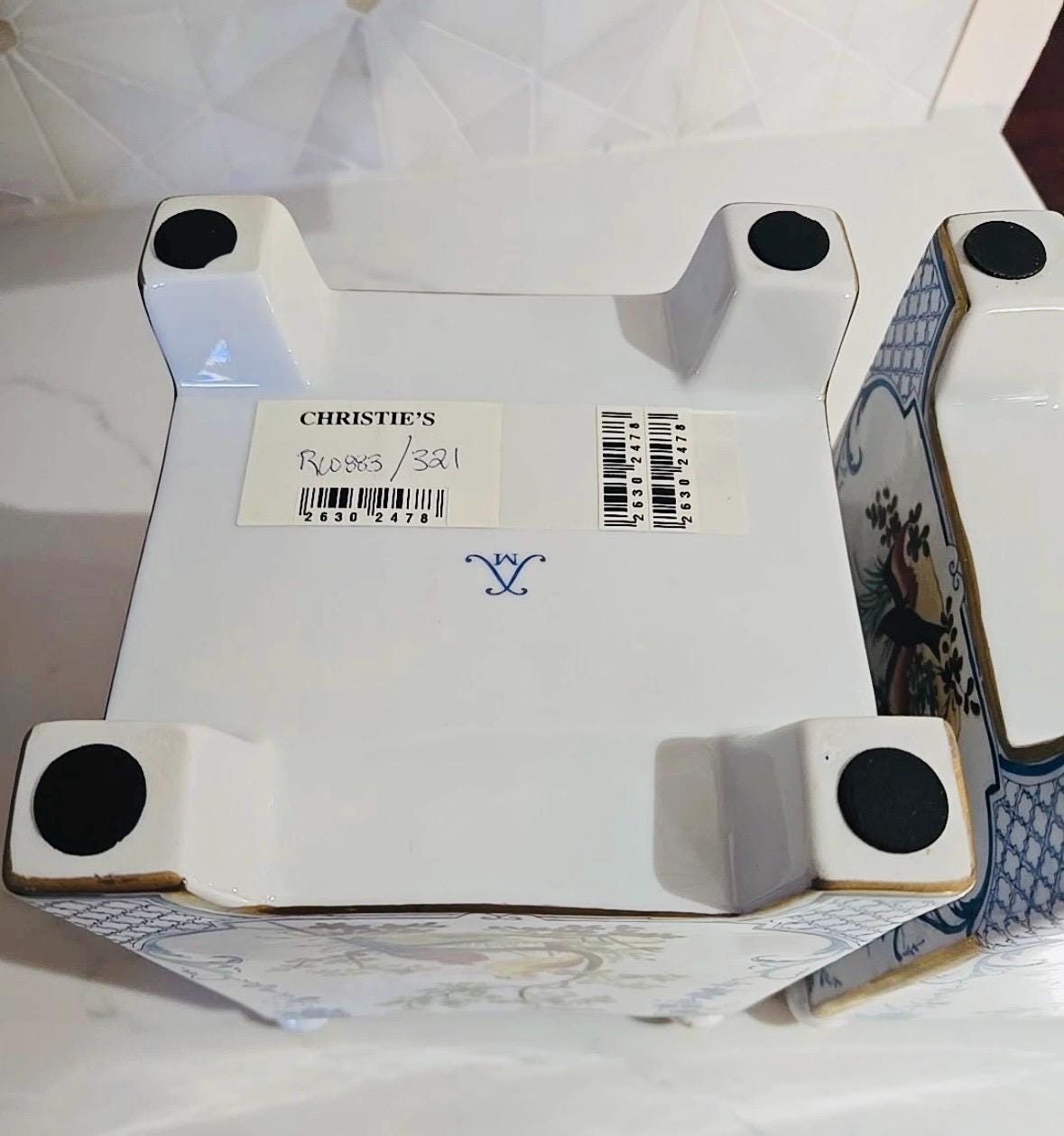 Meissen Porcelain Cache Pots pair with 24 kt detail cataloged by Christie’s Meissen planters