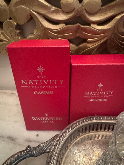Waterford nativity Irish crystal vintage Waterford made in Ireland boxes and stickers 9 pc holy family 3 wise men angel pristine