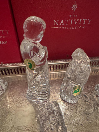 Waterford nativity Irish crystal vintage Waterford made in Ireland boxes and stickers 9 pc holy family 3 wise men angel pristine