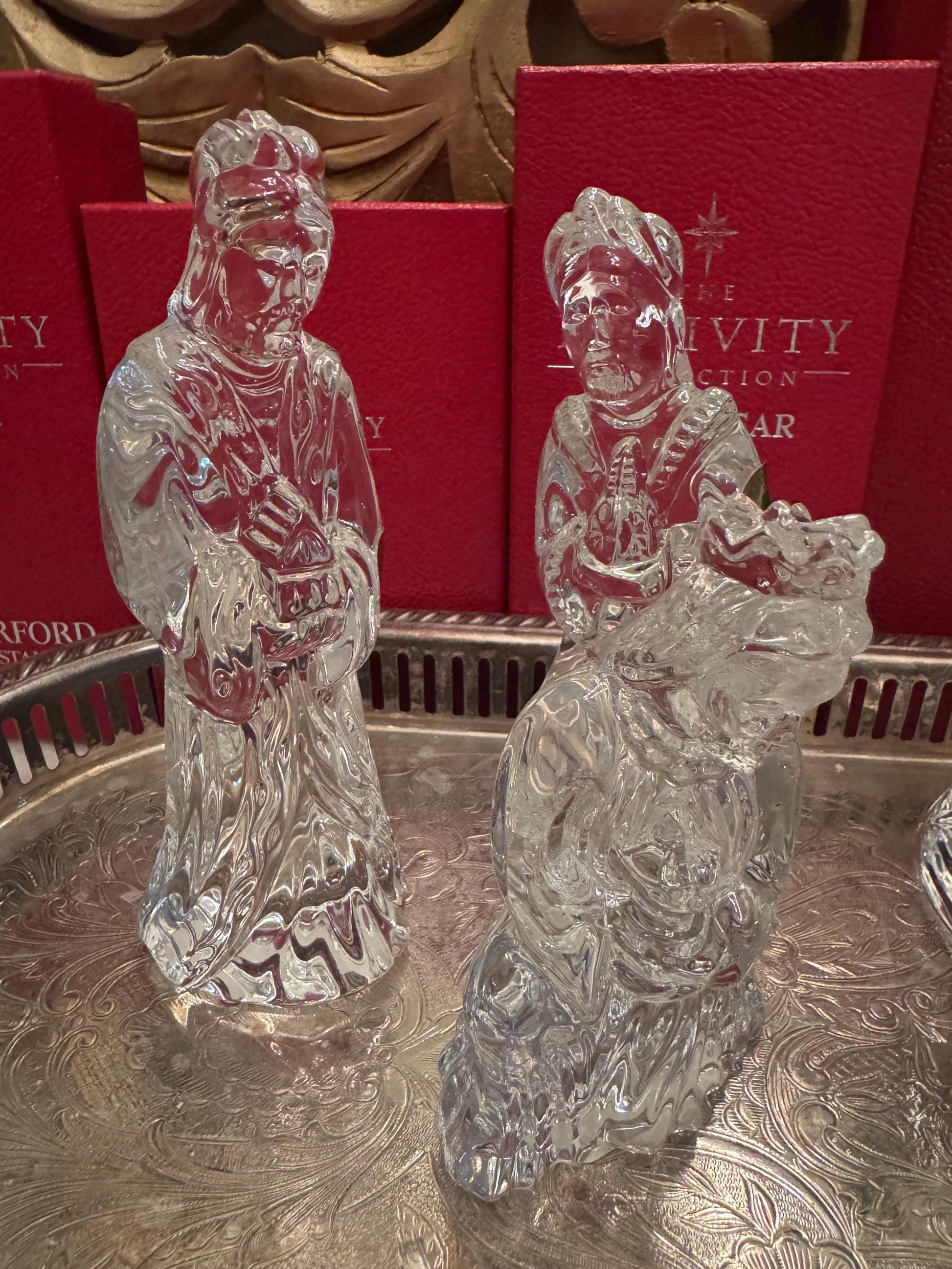 Waterford nativity Irish crystal vintage Waterford made in Ireland boxes and stickers 9 pc holy family 3 wise men angel pristine