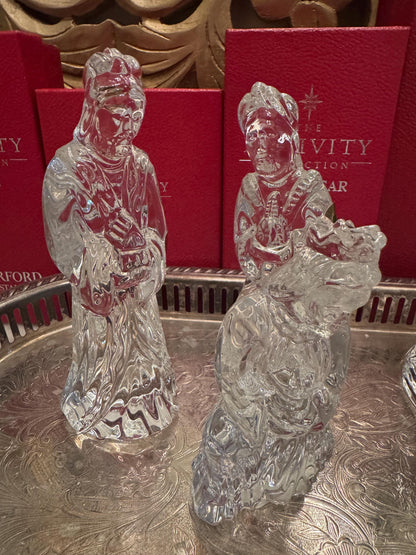 Waterford nativity Irish crystal vintage Waterford made in Ireland boxes and stickers 9 pc holy family 3 wise men angel pristine