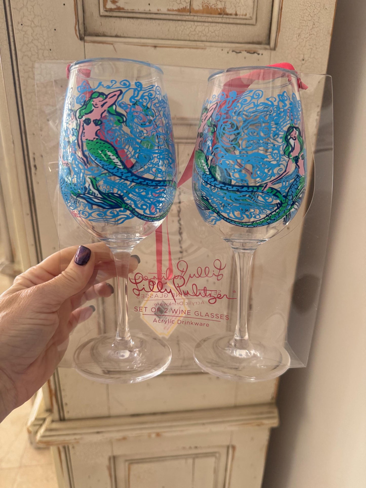 Lilly Pulitzer Acrylic Wine glasses vintage new in box