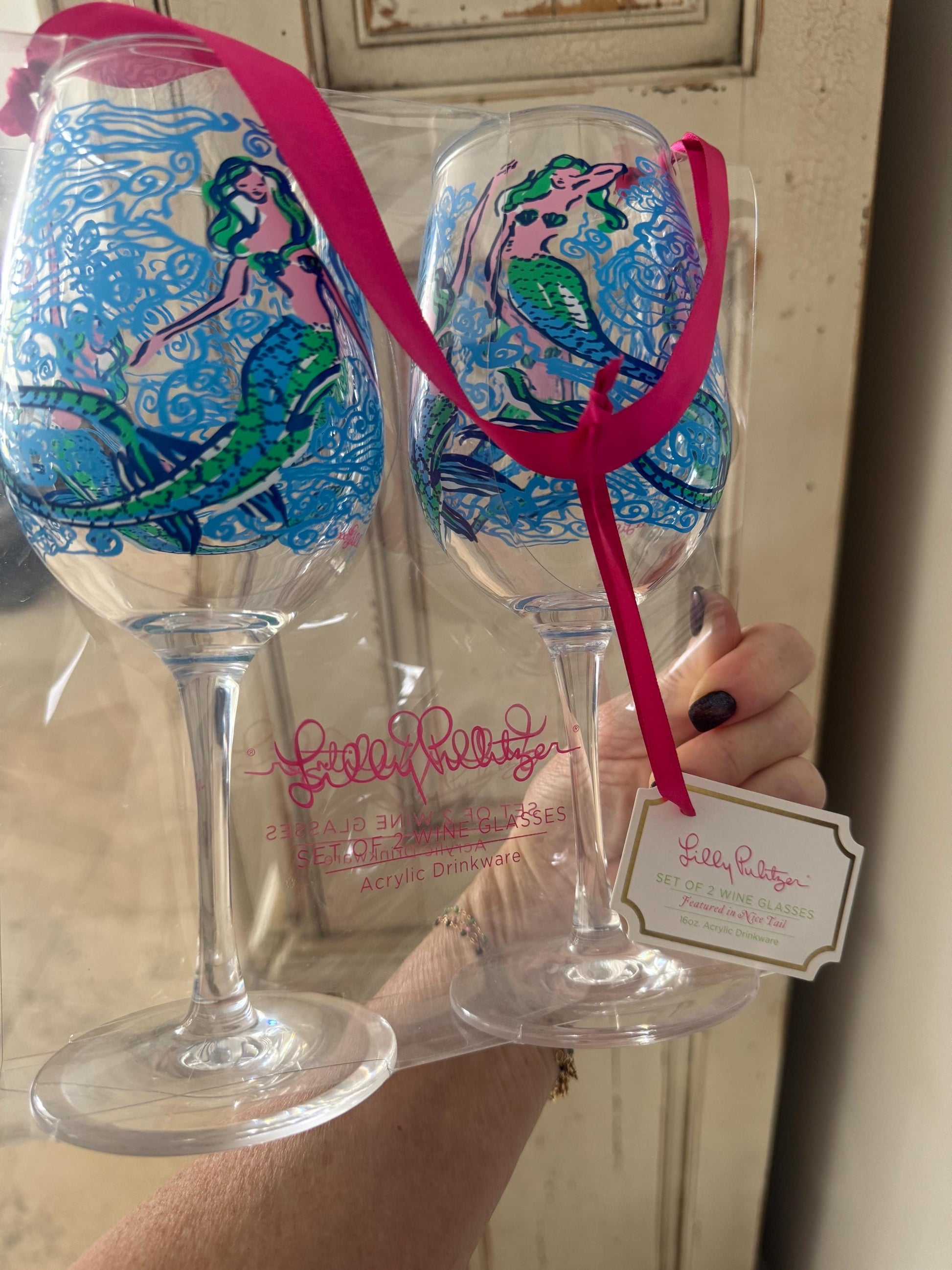 Lilly Pulitzer Acrylic Wine glasses vintage new in box