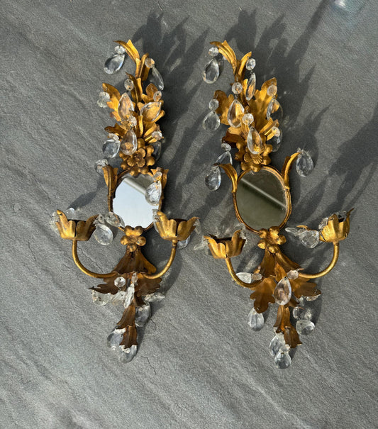 Italian gold leaf candle sconces