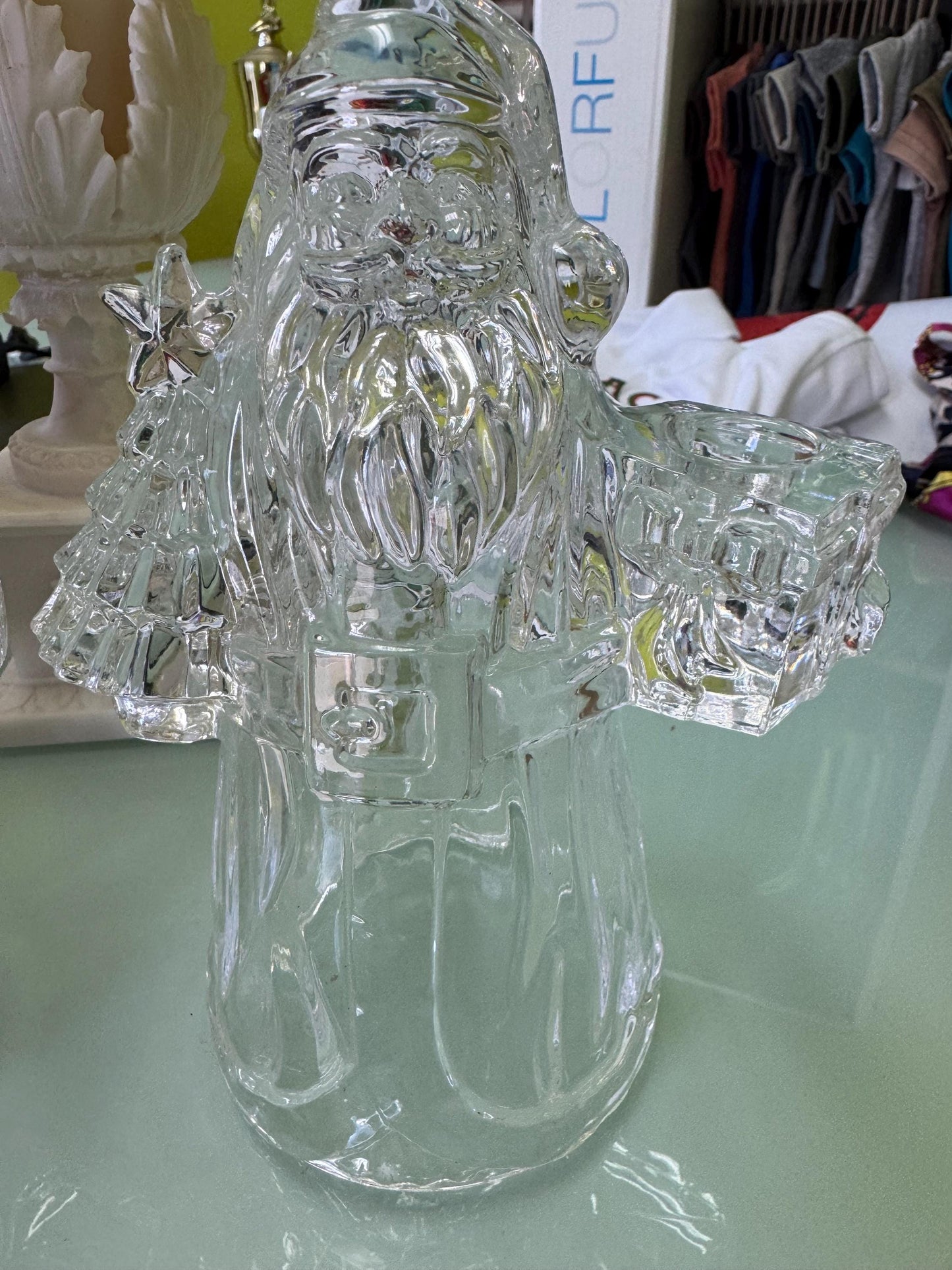 crystal Candkestick Santa’s Pair of Christmas Candkesticks 24% lead Crystal
