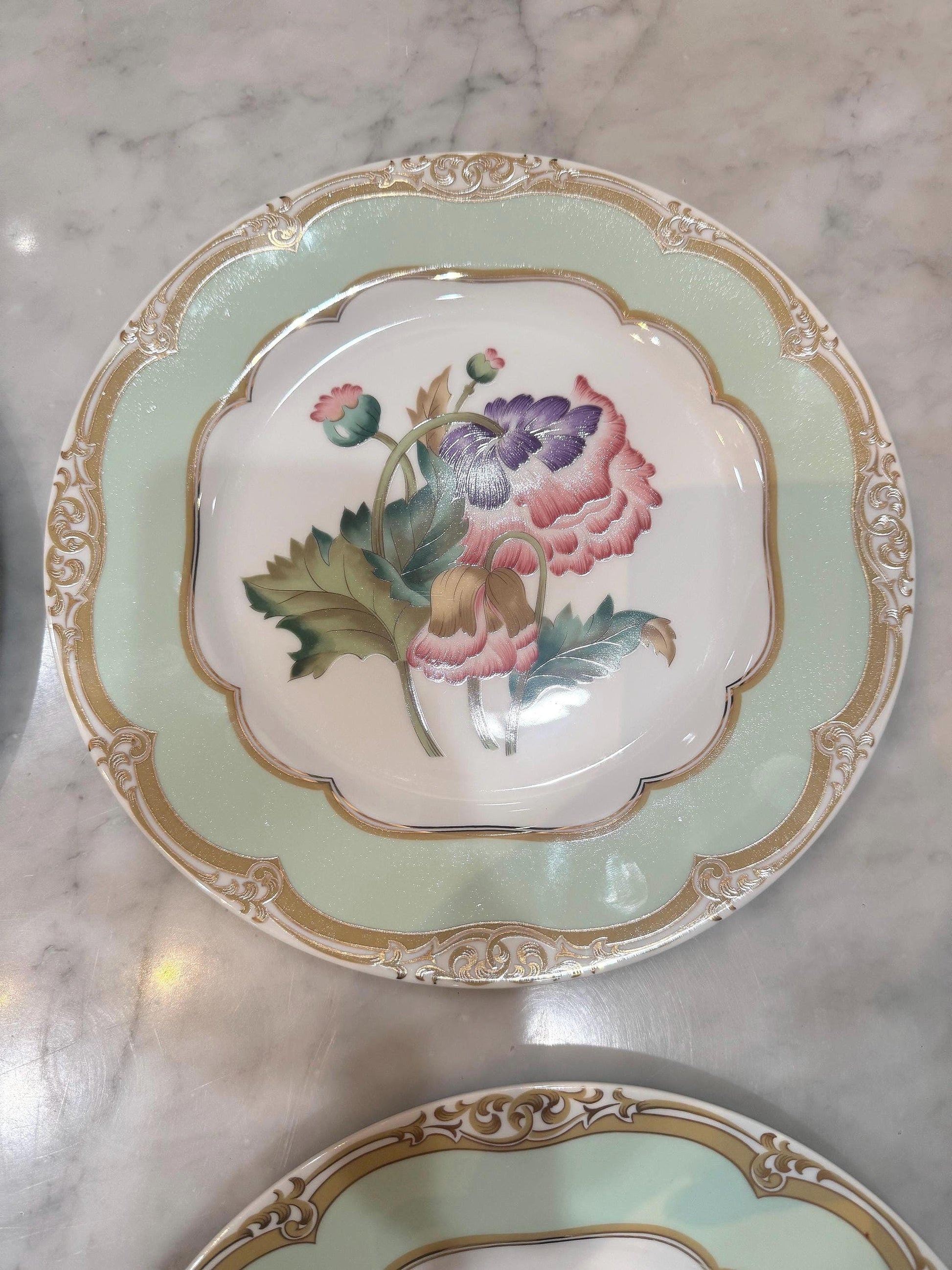 Andrea by Sadek Winterthur Floral plates dinner size set of four