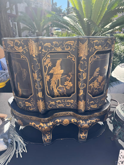 Chinese wedding box vintage black Asian piece brides basket box