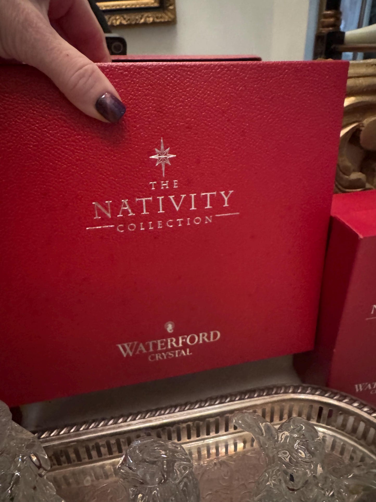 Waterford nativity Irish crystal vintage Waterford made in Ireland boxes and stickers 9 pc holy family 3 wise men angel pristine