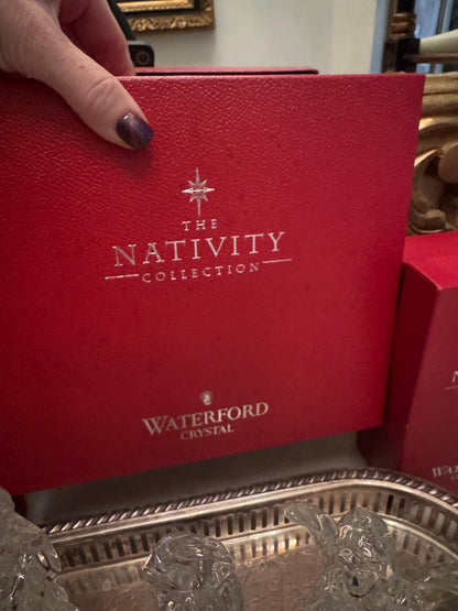 Waterford nativity Irish crystal vintage Waterford made in Ireland boxes and stickers 9 pc holy family 3 wise men angel pristine