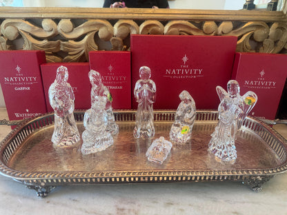 Waterford nativity Irish crystal vintage Waterford made in Ireland boxes and stickers 9 pc holy family 3 wise men angel pristine