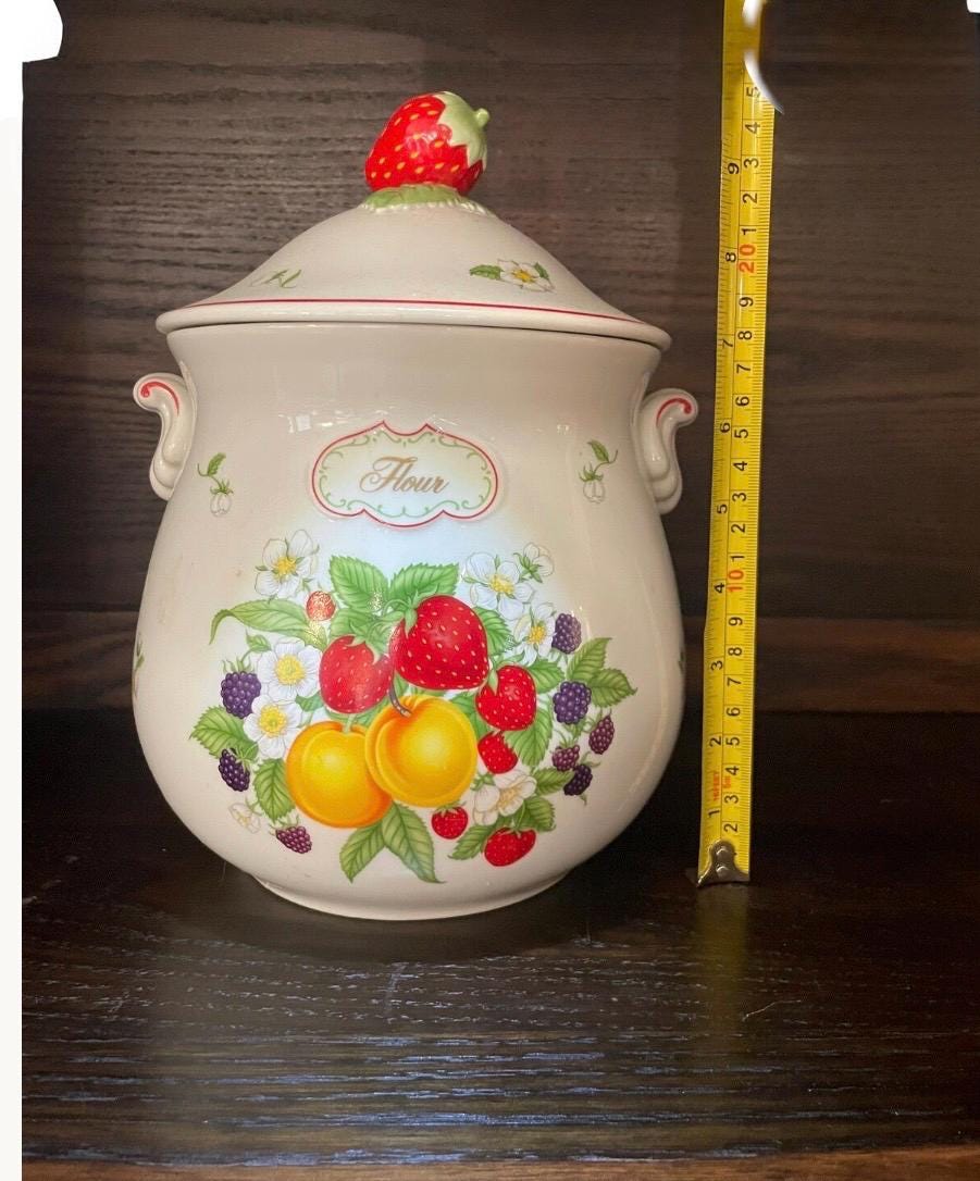 Lenox Kitchen Cannisters Vintage Set 4 pieces perfect Flour, Tea, Coffee, Sugar Lidded Cannisters